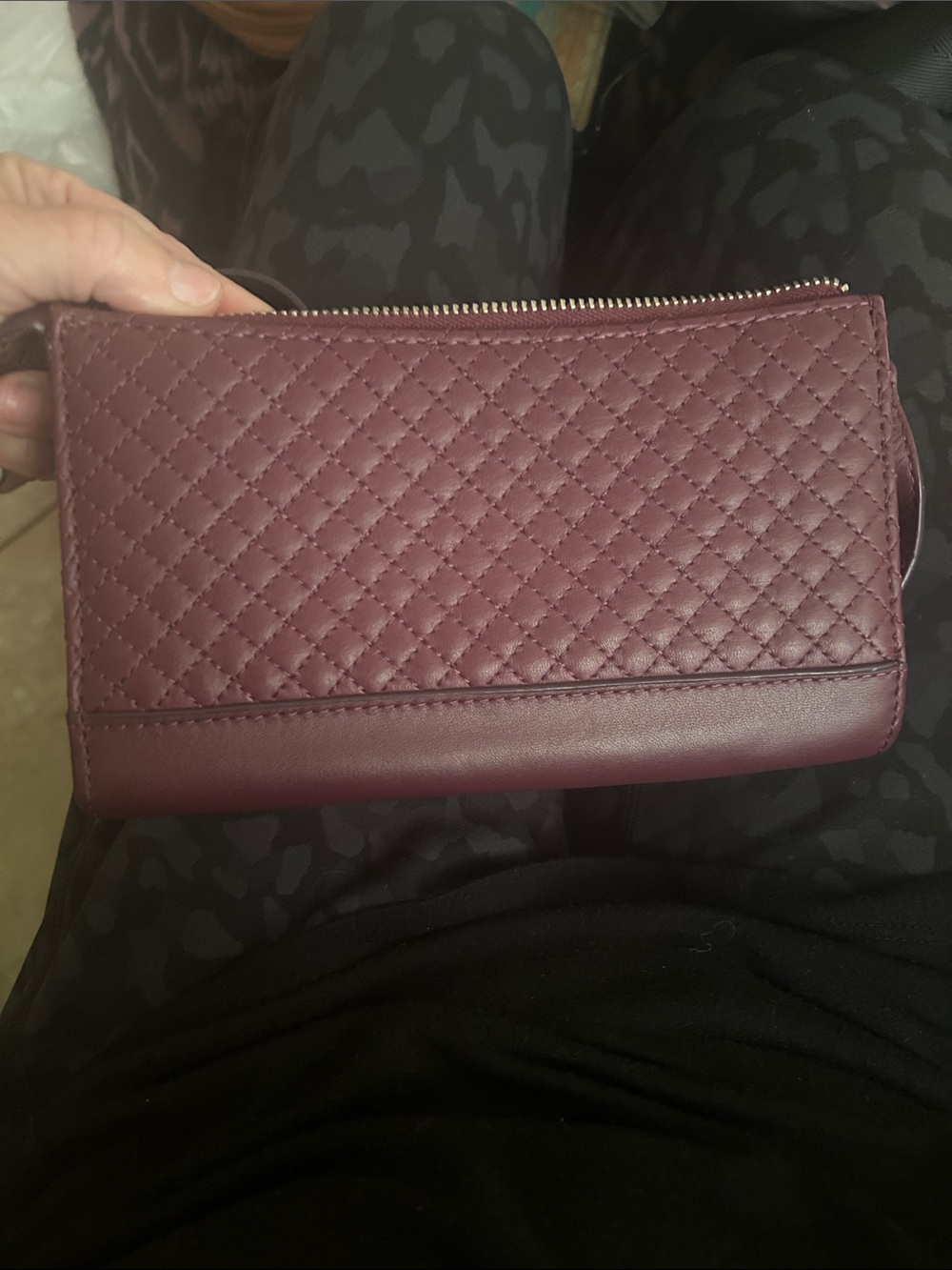 Vera Bradley Quilted Wristlet in Burgundy VGUC